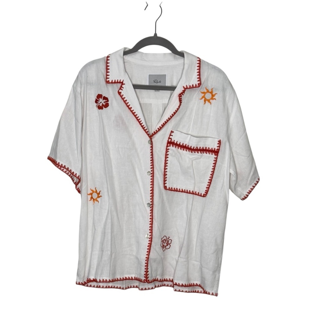 Rails Island White Luxe Linen Blend Button-Up Shi… - image 3